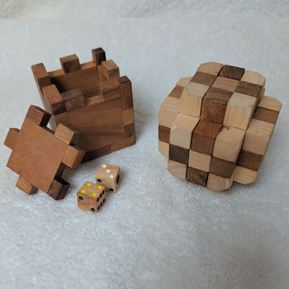 3D Wood Hercules puzzle Cube & dice box
